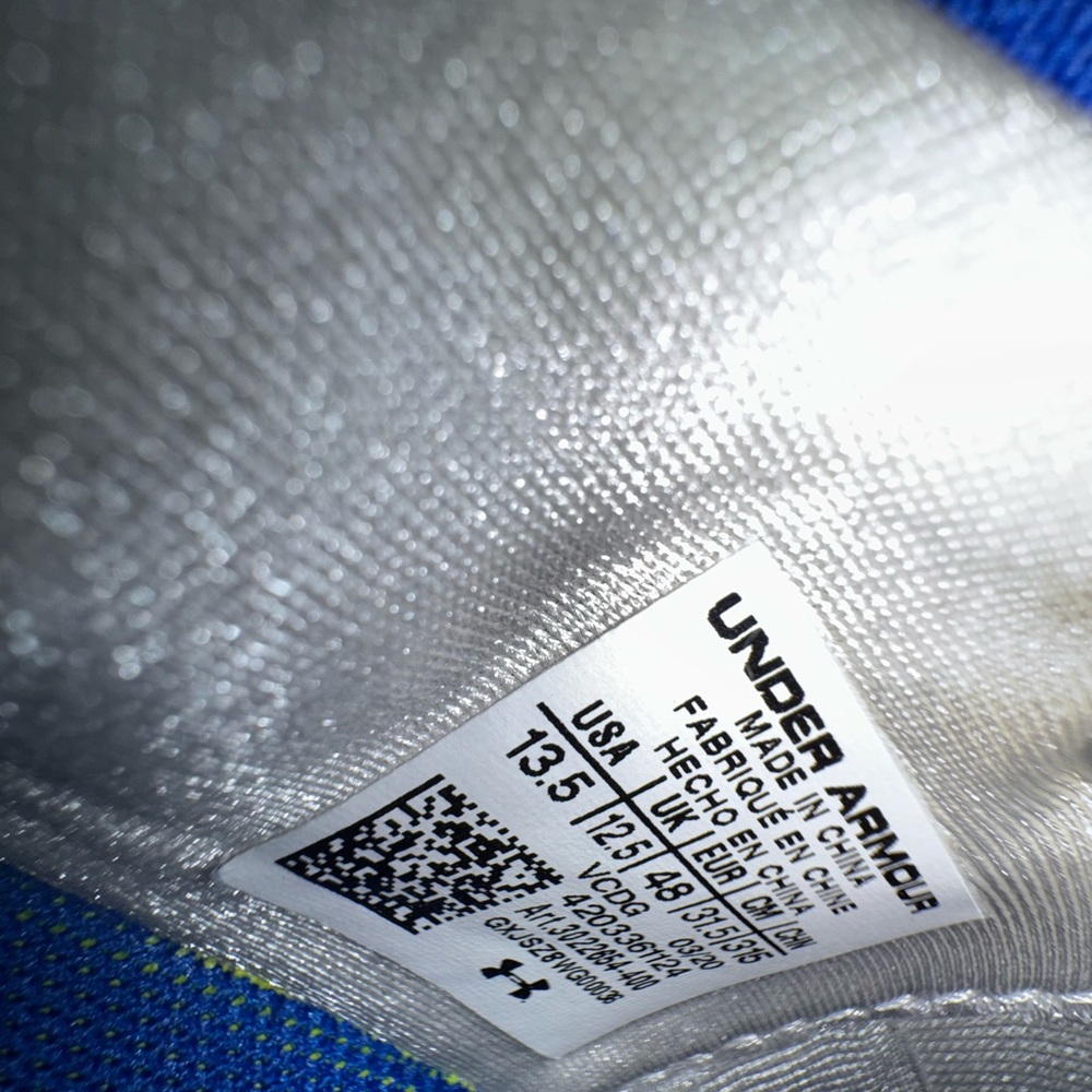 Under Armour Threadlock Mens Blue and White Football Cleats - Picture 4 of 7